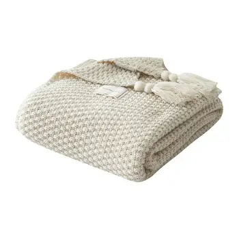 

Blanket Tassel Nordic Blanket Office Knit Nap Wool Towel Sofa Blanket Leisure Air Conditioning Blanket Was Weighted Blanket