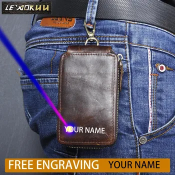 

2020 Quality handmade crazy horse leather zipper large capacity Car key Remote Wallet bag Key Ring Cover Case Holder Y1018-C