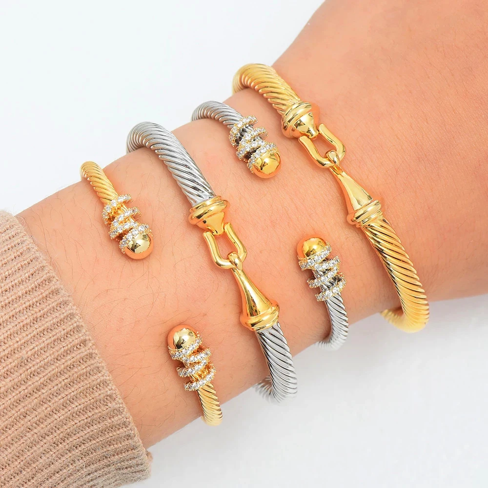 Missvikki Original design Stackable Bangle For Women Bridal Wedding Cubic Zircon OPen Bangle Dubai Bracelet Party Jewelry