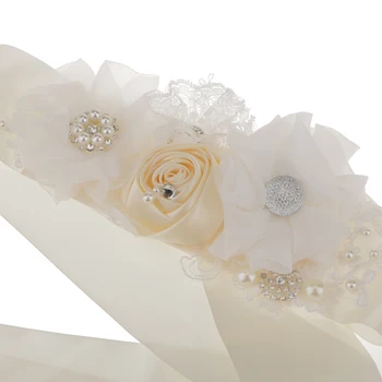 

Elegant Lady Flower Wedding Dress Sash Bridal Belt W/ Pearl Rhinestone Decor