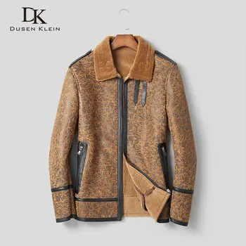 

Men Shearling Coats Real Sheepskin Leather Jackets Winter Warm Wool Coat 2019 New Fur Outerwear 19057