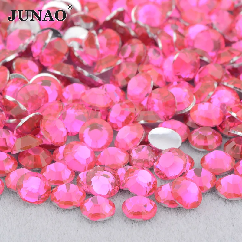 JUNAO 4 5 6mm Jelly Pink AB Flatback Round Rhinestone Glittler Resin Strass Stones Stickers Nail Art Decoration Glue On Crystal 