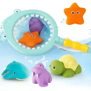 

Discolored Sharks with 4 Animals - Light Blue Children Bathing Temperature-changing Tang Plastic Toy