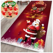 Merry Christmas украшение для дома, мягкий ковер для интерьера, ковер 60x180 см+ 6 подвесных украшений, Прямая поставка#50