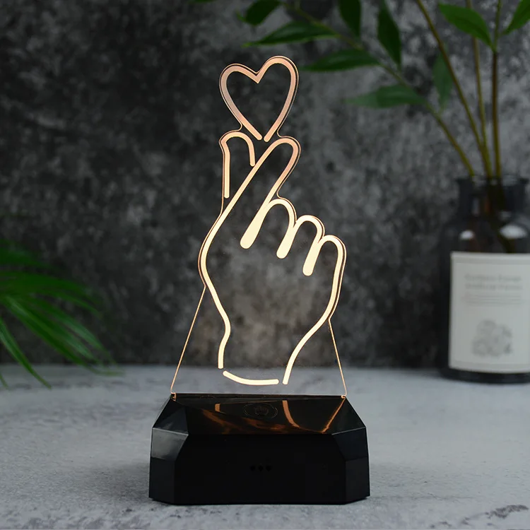 

Yao san mai LED Night Light USB Rechargeable Creative Touch Sensitive 3D Small Table Lamp Logo Customizable Bedside Eye-protecti