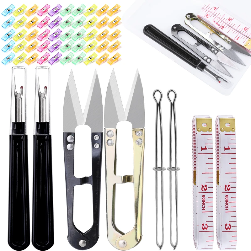 

LMDZ Hand Sewing Tools Set Seam Ripper Tape Measure Multicolor Sewing Clips Trimming Scissors Sewing Accessories For Quilting