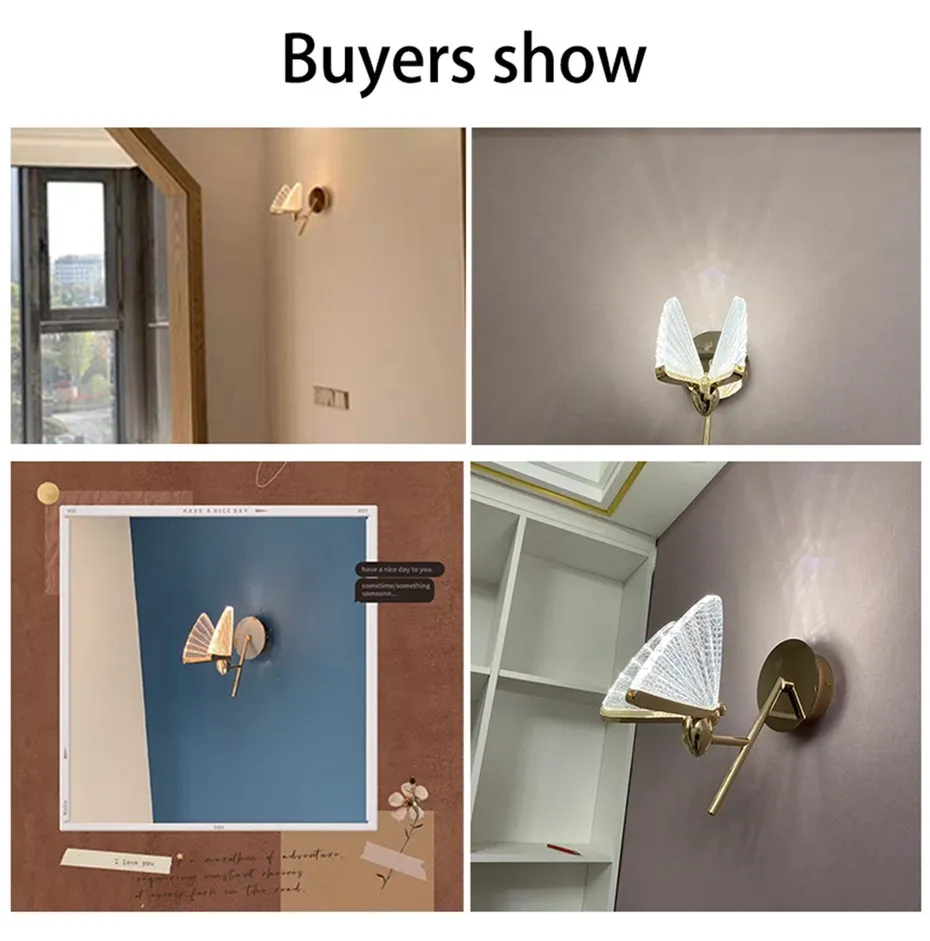 the range wall lights Modern Light Luxury Wall Lamp Art Creative Decoration Butterfly Lamp Acrylic Led Wall background wall Light For Bedroom Bedside wall lights indoor