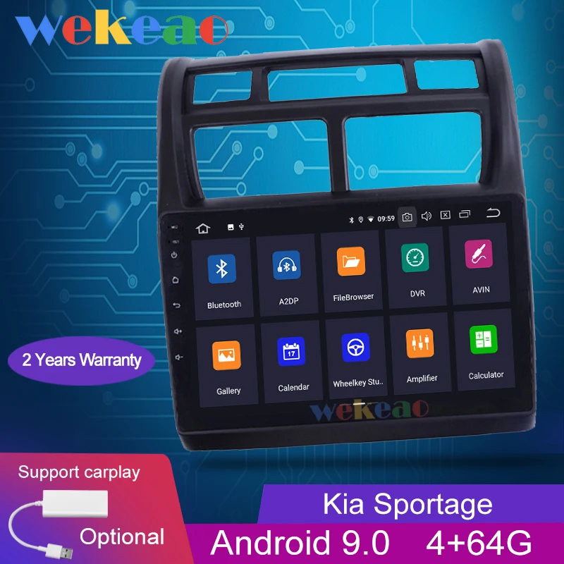 

Wekeao Touch Screen 9'' Android 9.0 Car Radio Automotivo For Kia KX5 Sportage Android Auto GPS Navigation 2007-2010