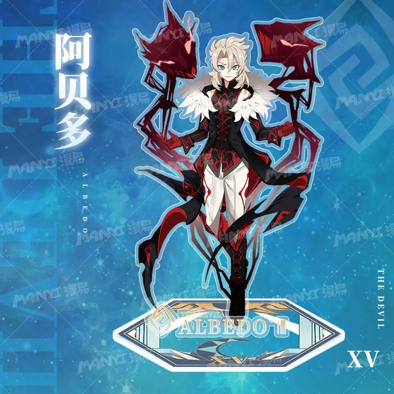 Genshin Impact Original Tartaglia Diluc Zhongli 26 Role Acrylic Figure Stand Character Tarot Style Keychain Cosplay | Украшения и