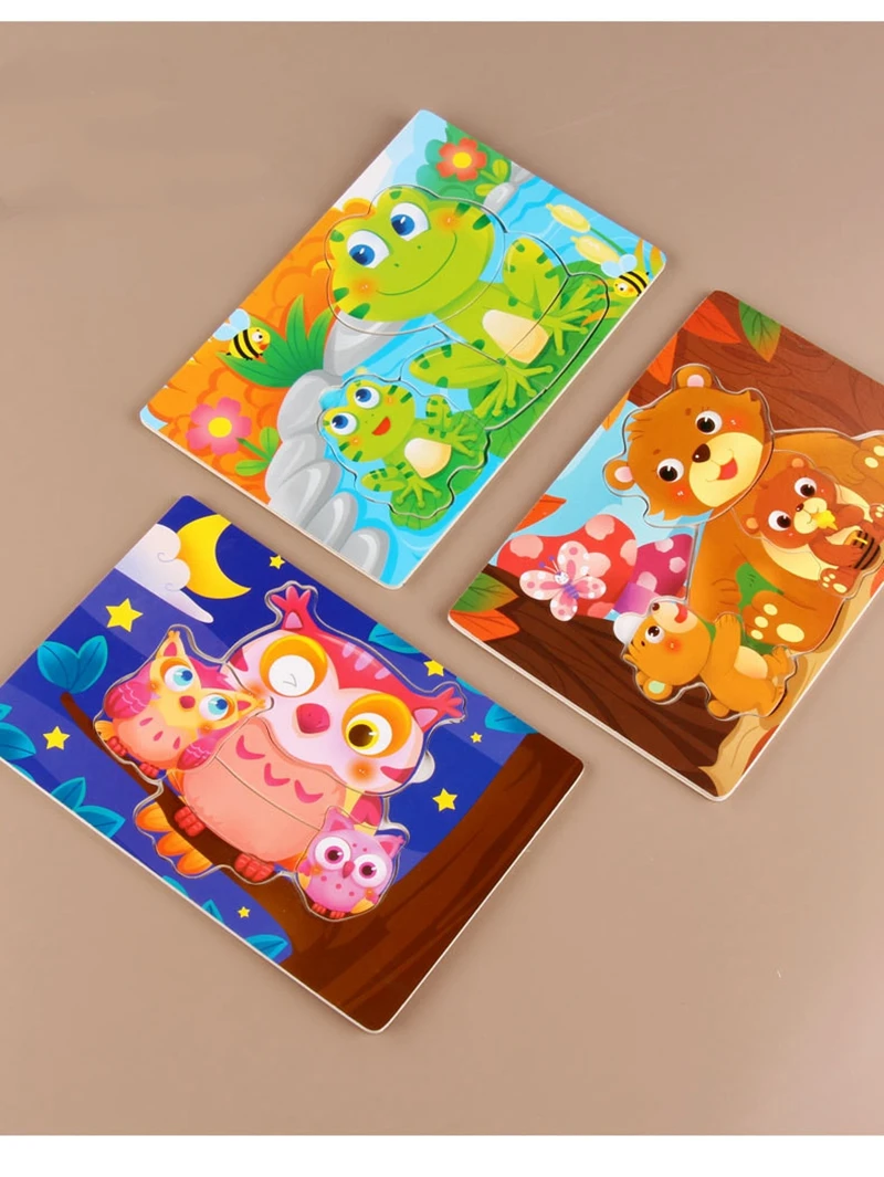 3d Пазлы деревянные игрушки Монтессори головоломки игрушки для детей подарок животные панда Рисование головоломки игры DIY 3D деревянные головоломки детские игрушки
