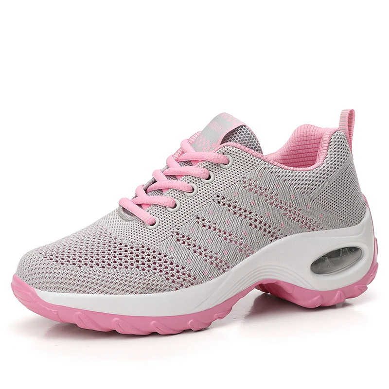 VEAMORS Zapatos De Mujer, женские кроссовки, дышащие, легкие, удобные, на шнуровке, женские кроссовки, женская обувь, обувь для бега - Цвет: 1668 Gray Pink