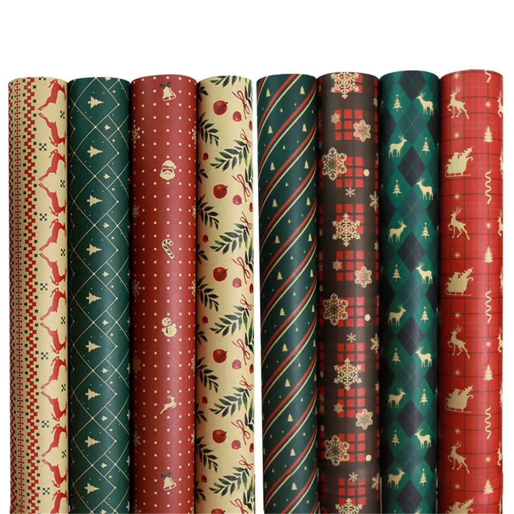 70*50cm Christmas Gift Wrapping Craft Paper Roll DIY New Year Favors Party Present Decoration Packing Supplies | Дом и сад