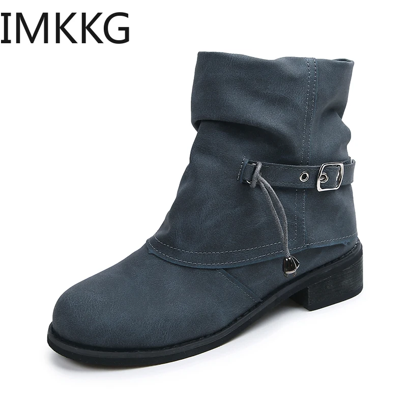 Студенческие ботинки с пряжкой на ремешке Женские повседневные тонкие толстой