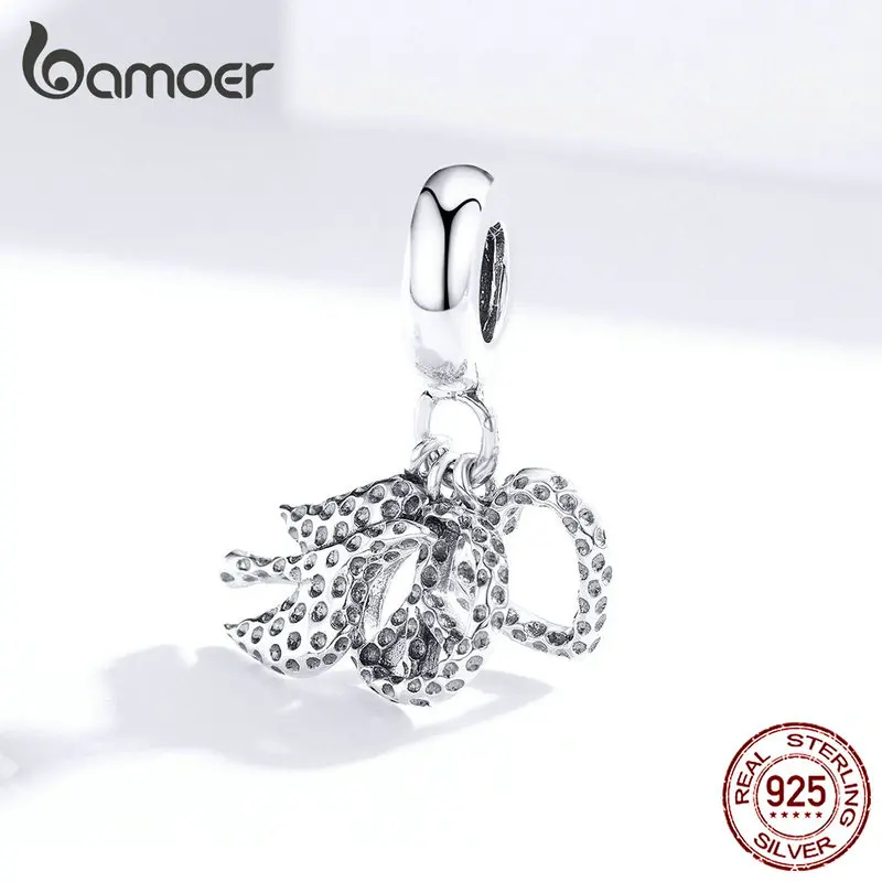 Bamoer, серебро 925, ювелирный подвесной Шарм, подходит для женщин, Европейский, браслет или ожерелье, мир, антивоенные, хорошее ювелирное изделие SCC1350