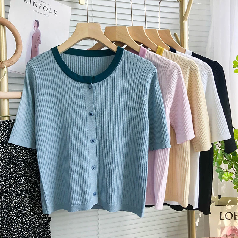 

2021 Hot Sale New 20585 (1, 1 In 4) To Supplement, Not Make Web Celebrity Figure Round Collar Short Sleeve Cardigan [2021] 29