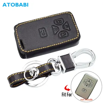 

Leather Car Key Cover For Toyota Previa MPV 2006 2007 Alphard Prius 5 Button Smart Remote Fob Cover Pouch Keychain Protector Bag