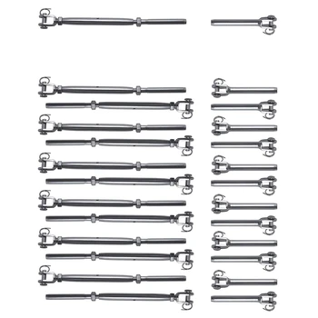 

13-Piece Stainless Steel Jaw Swage & Deck Toggle Bolt Swivel Set for 1/8 Rope Deck Stair Cable Guide Fork Terminals