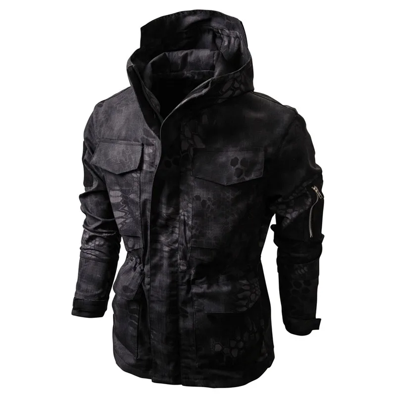 Мужская свободная верхняя одежда с капюшоном и длинным рукавом, камуфляжная куртка с карманами в армейском стиле