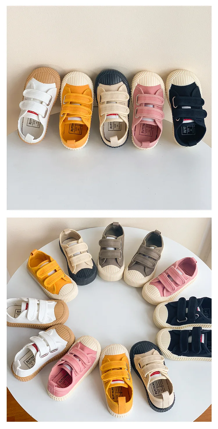 Children Canvas Shoes for Boys and Girls Spring  Autumn Hook and Loop Shoes Soft Bottom Breathable Toddler Baby Biscuit Shoes best children's shoes