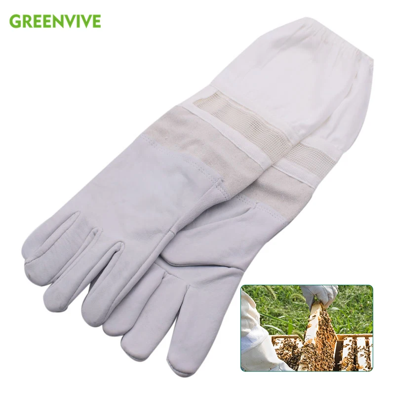 Beekeeper Bee Gloves Beekeeping Glove Sheepskin New Vented Mesh with Long Sleeves Apicultura Equipment | Дом и сад