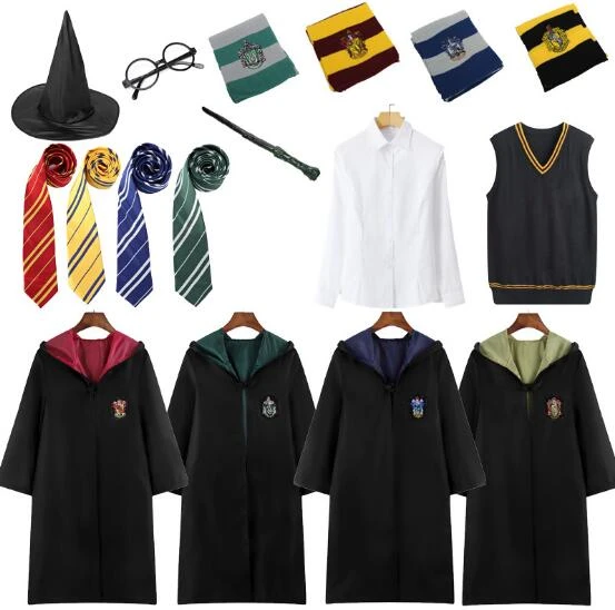 Hermione Granger Cosplay Costume Robe Shawl Tie Scarf Wand Glasses  Gryffindor Skirt Sweater Halloween Harryy Potter Costume - AliExpress