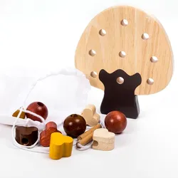 Planche d'enfilage Montessori, jouet en bois, blocs de construction, jouet éducatif pour bébé, moteur fin, jouets d'éducation précoce, cadeau pour enfants 