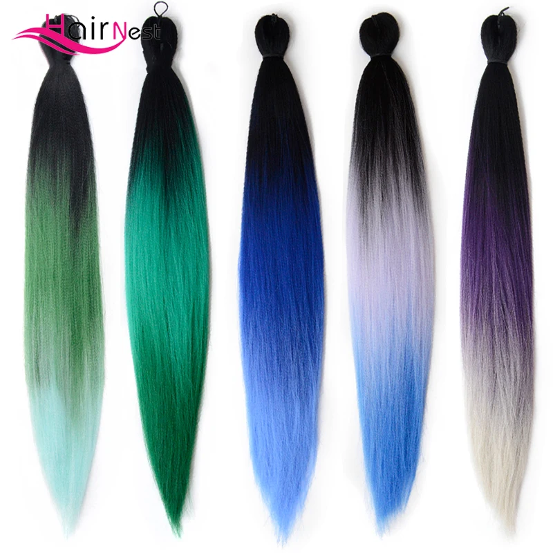 

Hair Nest Easy Braid synthetic Braiding Hair Extensions Pre-Stretched Pink Ombre Red Jumbo Braids Crochet Hair For Women 24 inch