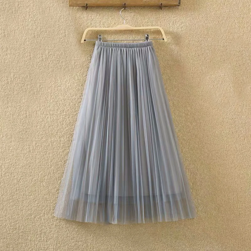 Lucyever Elastic High Waist Women Tulle Skirt Fashion Spring Summer Ladies Mesh Long Skirt Elegant A Line Girls Korean Faldas