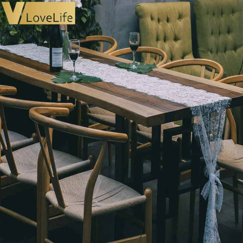 Белый/черный кружевной настольный бегун домашний текстиль Бохо Тема Вечеринка