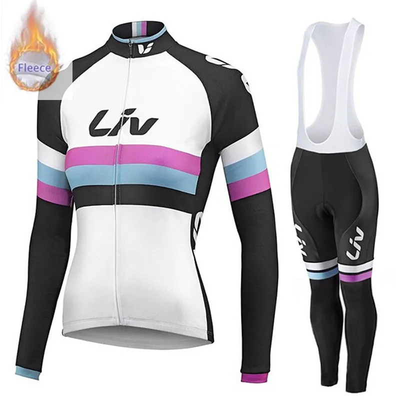 LIV Новая женская зимняя теплая флисовая велосипедная трикотажная велосипедная одежда с длинными рукавами для велоспорта+ mtb велосипедные брюки