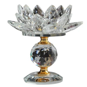 

Glass Block Lotus Flower Metal Candle Holders Feng Shui Home Decor Big Tealight Candle Stand Holder Candlesticks