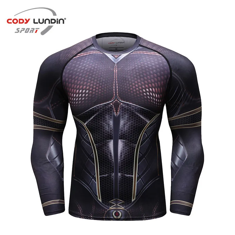 2 Men T Shirt Sport Tights Elastic Breathable Running Fitness Clothes Quick-drying Wicking Training Compression Long Sleeve - Цвет: 2