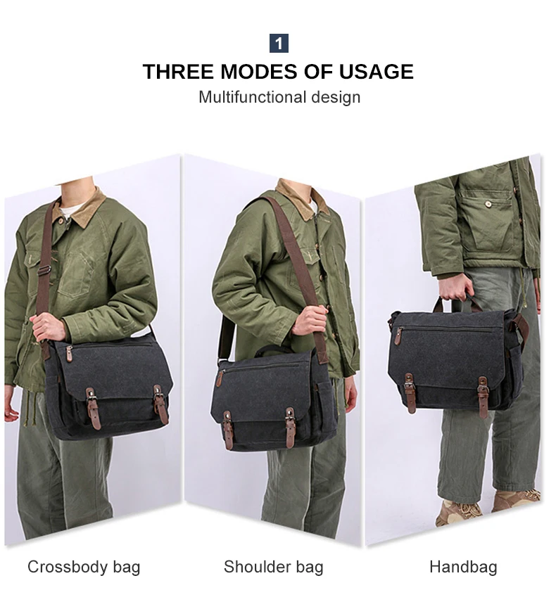Ретро холщовая многофункциональная сумка-мессенджер на плечо, однотонные портфели, чемодан с кармашком для карт для мужчин и женщин