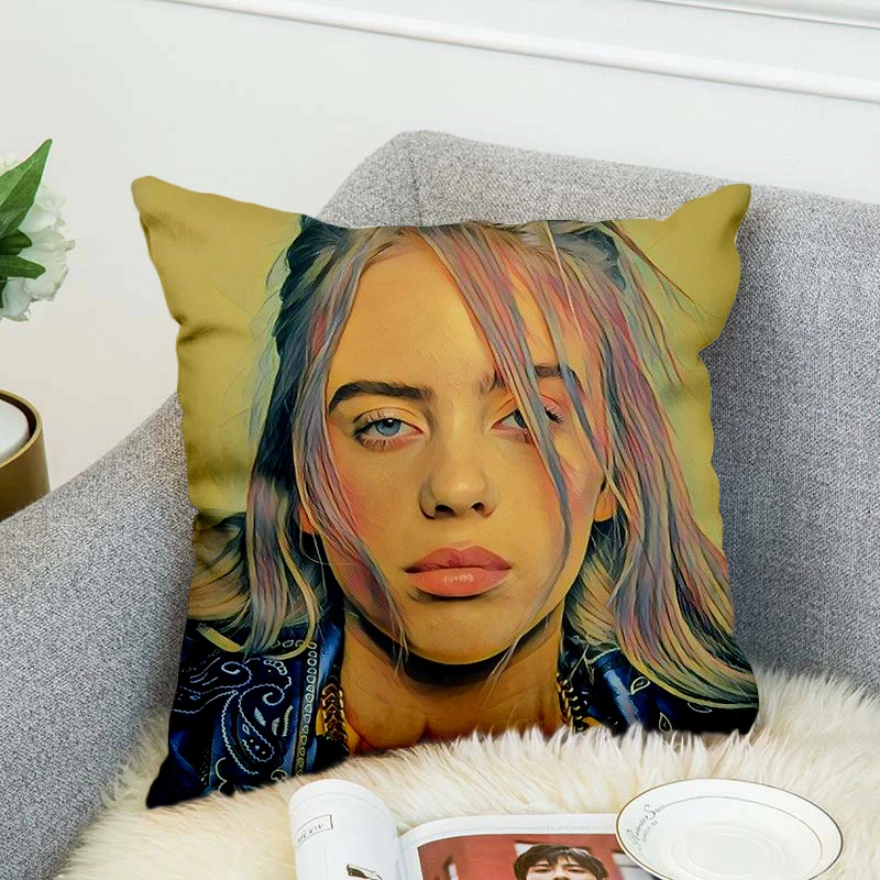 billie eilish Pillow Case Polyester Decorative Pillowcases Throw Pillow Cover style-9