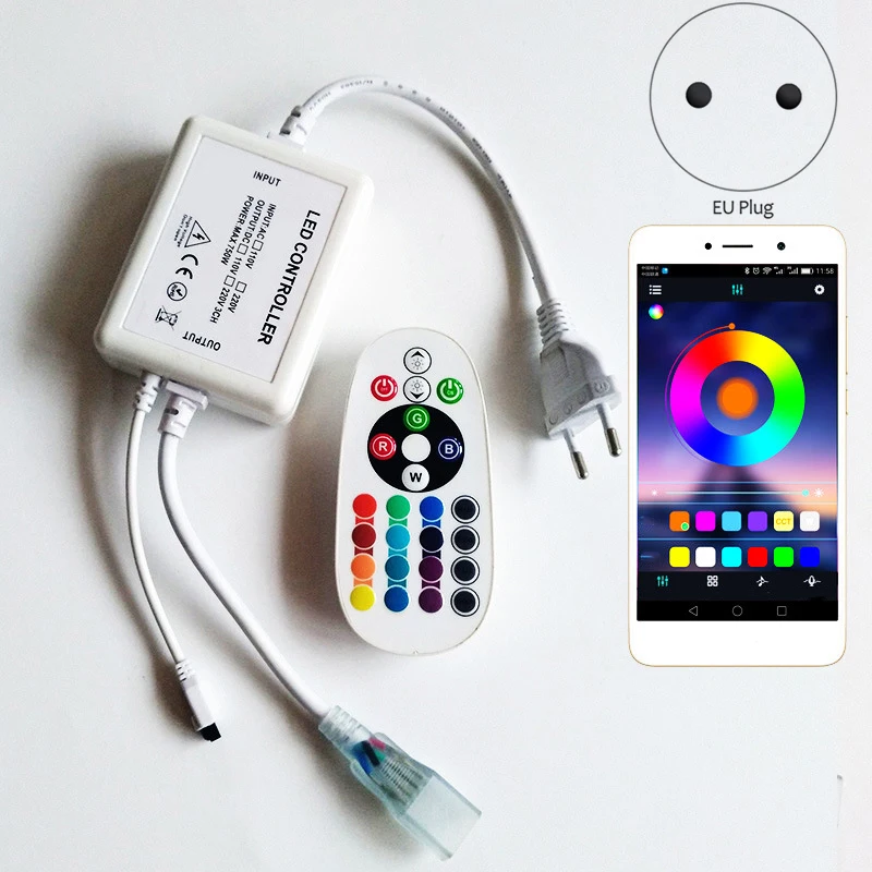 Bluetooth RGB контроллер огни с неоновыми рождественскими огнями светодиодный контроллер шнура(штепсельная Вилка европейского стандарта