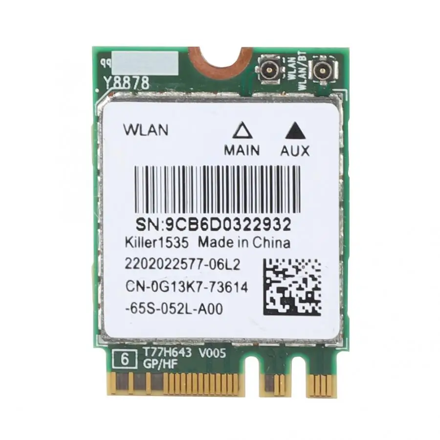 Для Killer 1535AC Двухдиапазонная 802.11ac NGFF M.2 867 Мбит/с Bluetooth 4,1 игровая беспроводная сетевая карта Bluetooth сетевая карта