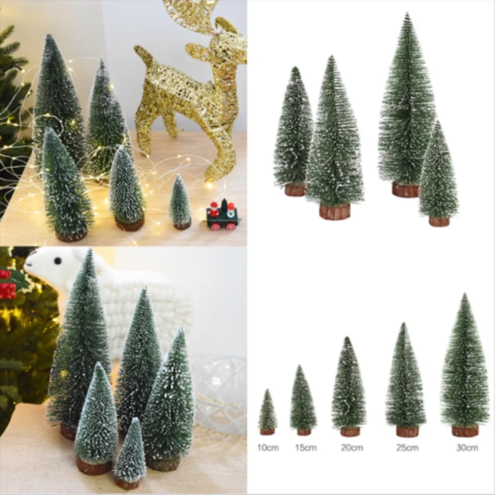 5pcs Christmas Snow Mini Tree Holiday Festival Party Ornament Decor Miniature 
