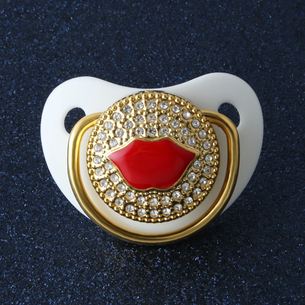 Luxury Baby Pacifier Initial Letter D Bling Pacifier Jewelry Rhinestone Twinkling Pacifier Holder Clip BPA free Soother Dummy