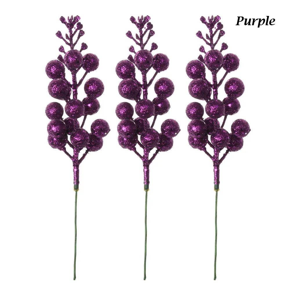 purple 3 шт./лот, цветные подвесные шары для рождественской елки, с блестками, вишневые ягоды, фрукты, вечерние украшения, X-MAS, аксессуары для венков - Цвет: purple