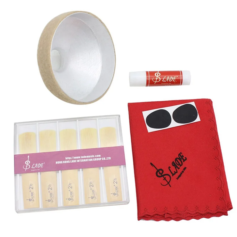 

Dropship-SLADE 5-in-1 Tenor Saxophone Sax Accessories Kit Aluminum Alloy Mute Bamboo Reed Cleaning Cloth Mouthpiece Patch