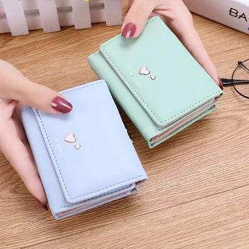 

Women Wallet Fashion Three-fold Wallet With Various Small Hearts Pattern Small Flash Large Capacity Coins Short Purse For Women