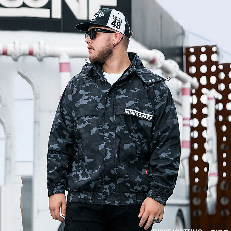 Men casual camouflage hooded jacket oversized XL-7XL men clothing men windbreaker jacket men jacket hooded jacket