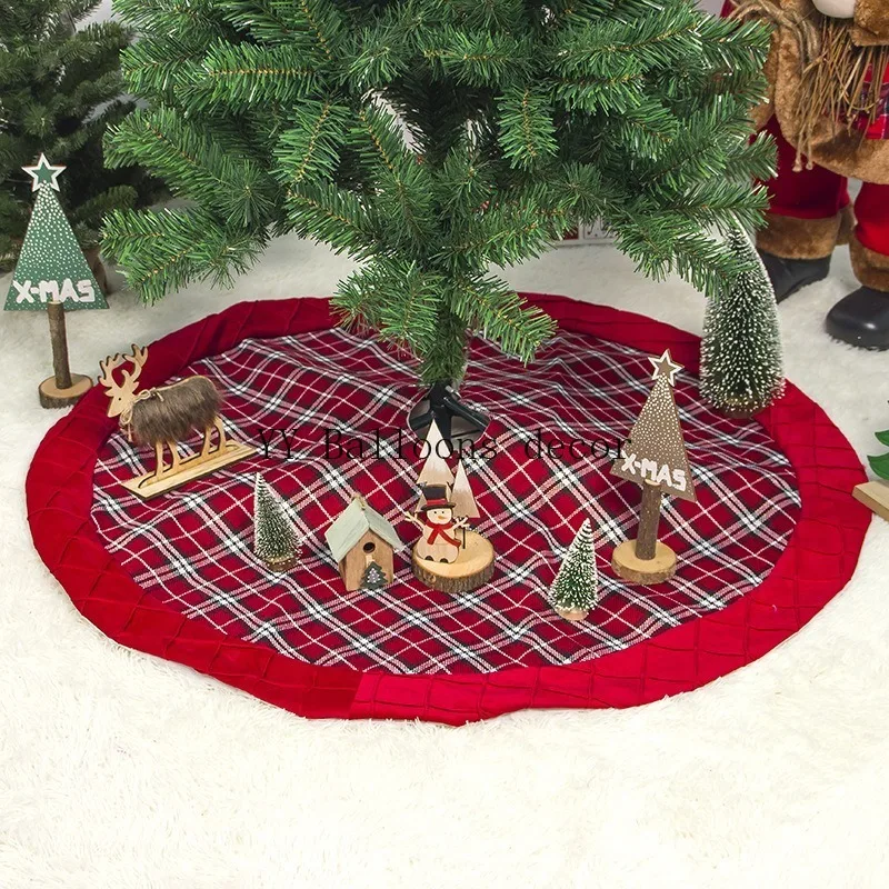 

Christmas Tree Skirt 100*100cm Double Plaid 100cm Christmas Tree Skirt Christmas Tree Bottom Decorative Tree Skirt