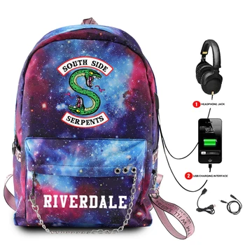 

Riverdale 3D Starry Sky Colour Backpack Multifunction USB Charging Travel Bag TV Show South Side Serpents Canvas Backpacks