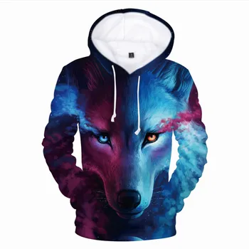 New Wolf 3D Printed Hoodies Men Women Boys Shinning Wolf Design Hoodie Sweatshirts Fashion Harajuku Jacket Coat Brand Clothes 2