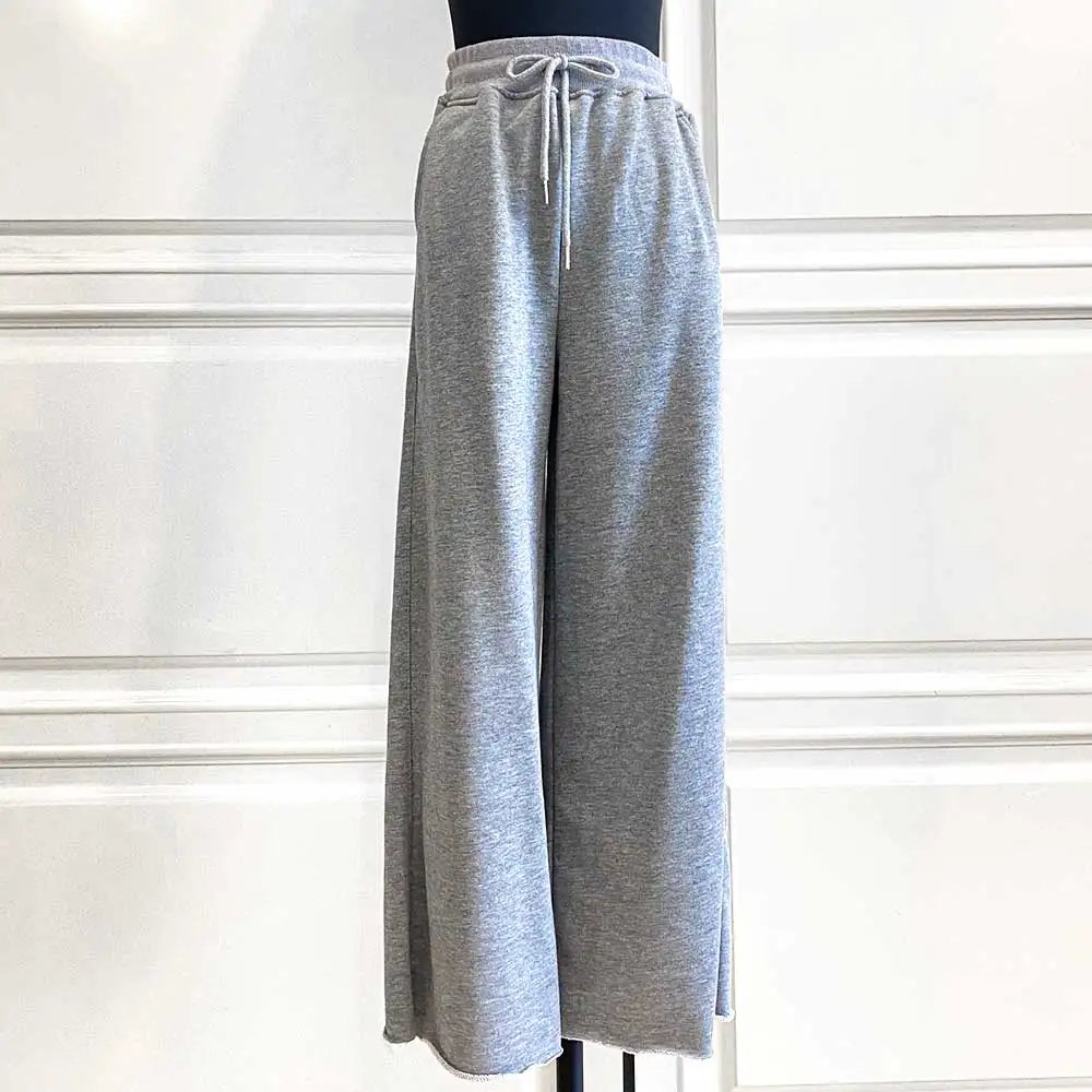 

Autumn Thin Gray Straight-Leg Pants Women's High-Waist Drape Thin Wide-Leg Pants Oversized Casual All-Match Cotton Sports Pants