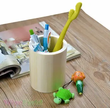 

Personalized And Fashionable Table Decoration Round Wooden Pen Case Holder Stationery Box Storage Mud Base Art Crafts Toys
