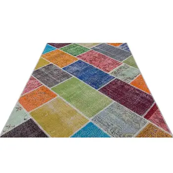 

Rainbow Patchwork Design Carpet, Handmade Rug, Unique Design Rug Multicolor Patchwork Rug4029