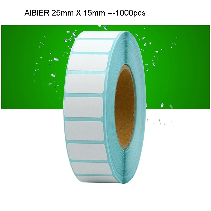 AIBIER Термальность этикетка со штрих-кодом Стикеры 40 мм Core 1 рулон 25 X 15mm-1000 Топ