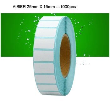 

AIBIER Thermal Label barcode Sticker 40mm Core 1Roll 25mm X 15mm-1000 Top Thermal Paper Adhesive Stickers Zebra Godex Compatible